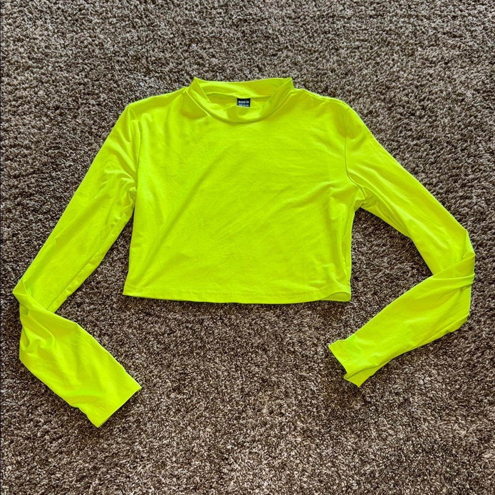 Neon Yellow Long Sleeve Crop Top